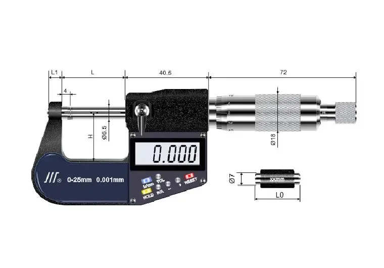 Indicator 300-400Mm Spindle Hardened Depth Metric 0.0001Mm Digital Micrometer Micrometers