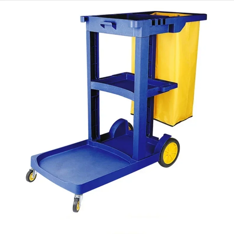 Multifunction Plastic Janitor Cart Hotel Hospital Cleaning Cart Housekeeping Cleaning Service Trolley Cart