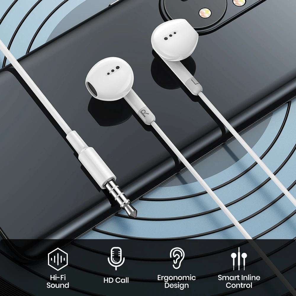 USB Type C Headphone HiFi Bass Stereo Volume Control Mic 3.5mm Wired Earbuds For Galaxy S24 S23 S22 S21 Ultra iPhone 15 Pro Max