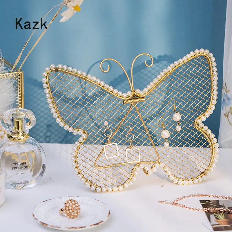 American Style Jewelry Storage Holder Home Decoration Golden Butterfly Shape Organization Storage Holder Rack Accessories