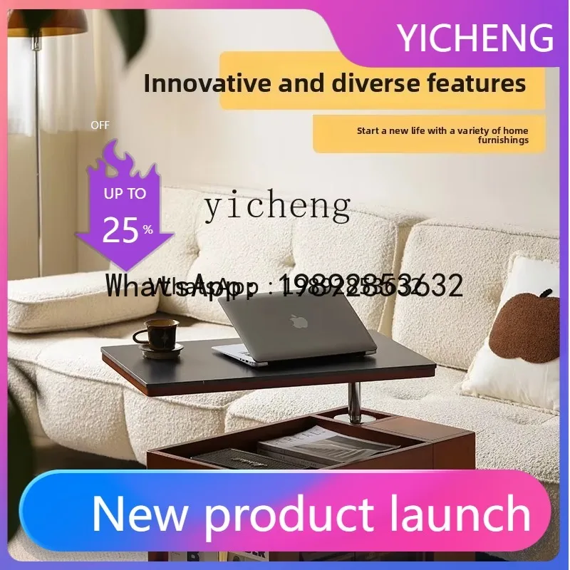 

Nordic retro movable lift cart solid wood tea cabinet side few bedside office side cabinet