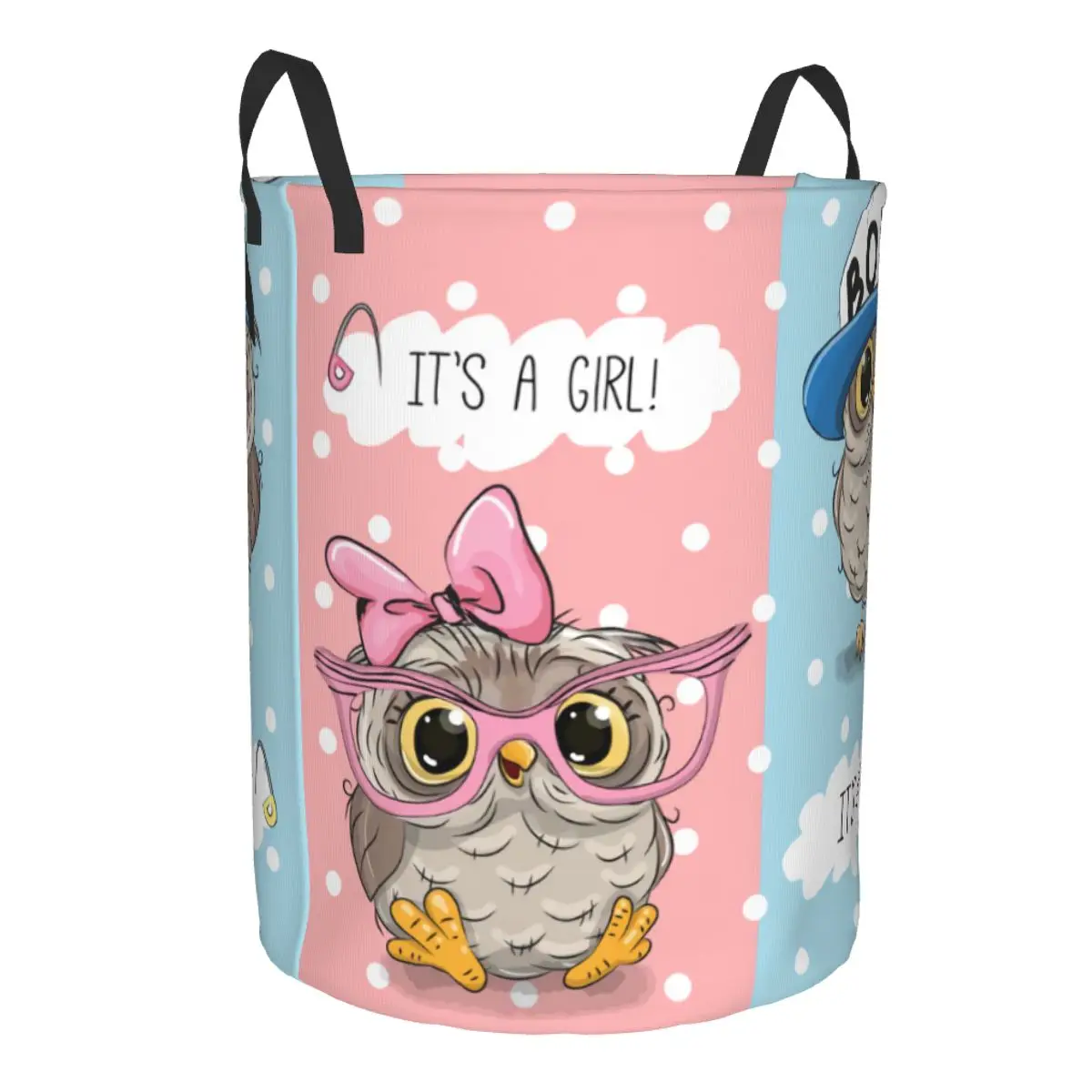 Kawaii Cartoon Owls Boy And Girl Laundry Hamper Large Clothes Storage Basket Animal Toys Bin Organizer for Kids