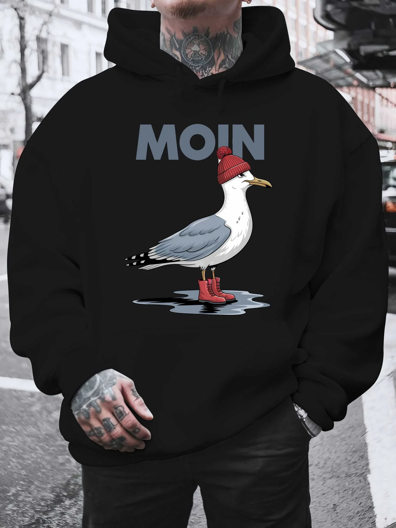 Moin New European and American Trendy Sweatshirts for Men's Couples Hoodies, Versatile Sports and Casual Loose Hoodies - Casual Pullovers, Kangaroo Pockets, Elastic Fabrics, Machine Washable - Perfect Choice for Spring and Autumn [Lingmoyun Product