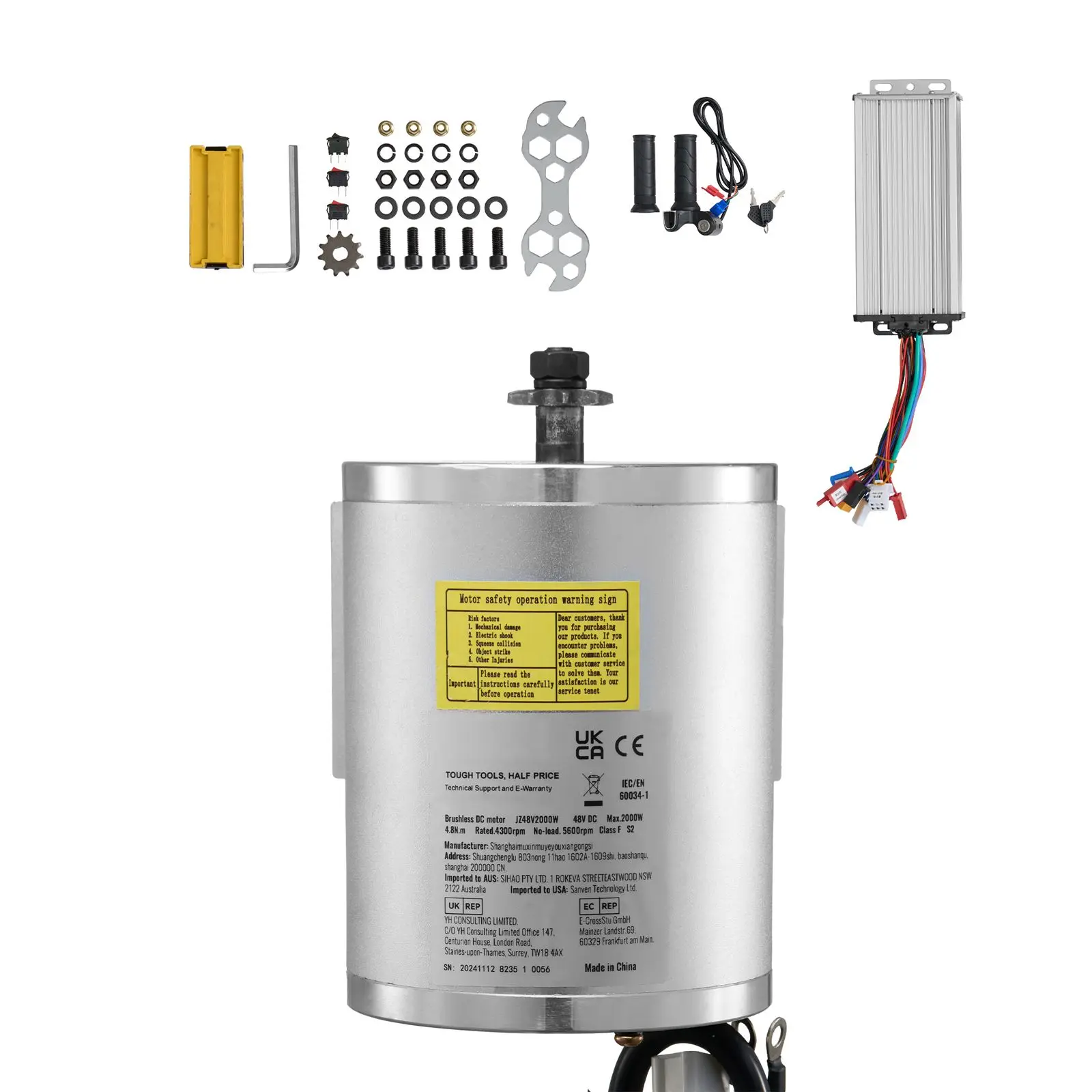 2000W Electric Brushless DC Motor Kit - 48V 4300Rpm Motor with Upgraded Speed Controller and Throttle Grip Kit for Go Karts