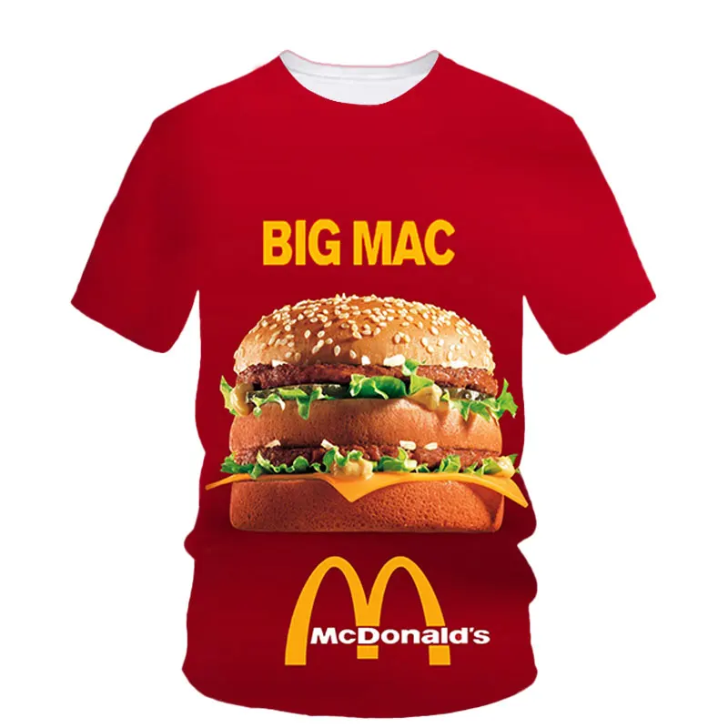 Burger Fried Chicken Hip Hop Summer Men\'S T-Shirt Youth Vibrant Neutral 3d Print Quality Short Sleeve O Collar Quality Top Shirt