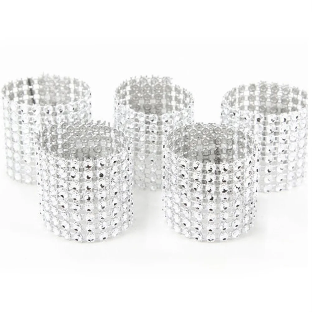 

50 Pcs Ring Napkin Serviette Holder Holders Rings Disposable Silver Buckle Bride