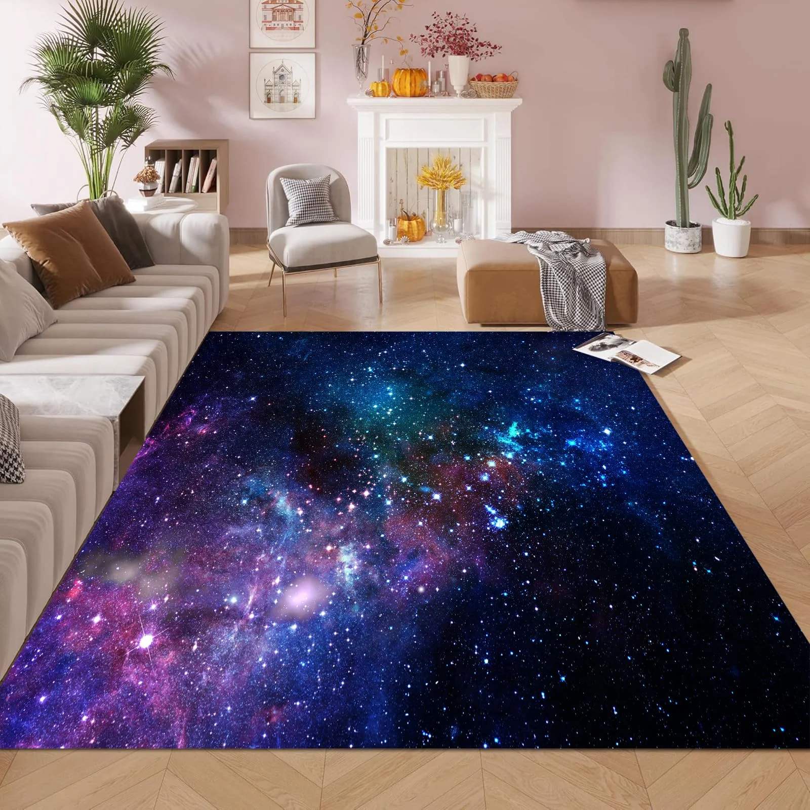 

Purple Galaxy Rugs for Bedroom Boys Living Room Hallway Entryway Dorm Space Carpets Floor Mat Player Indoor Doormat