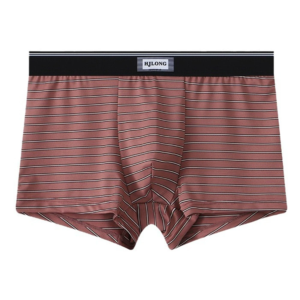 

Men's Striped Ice Silk Breathable Underwear Boxer Briefs with Pouch Soft and Stretchy Material for All Day Use