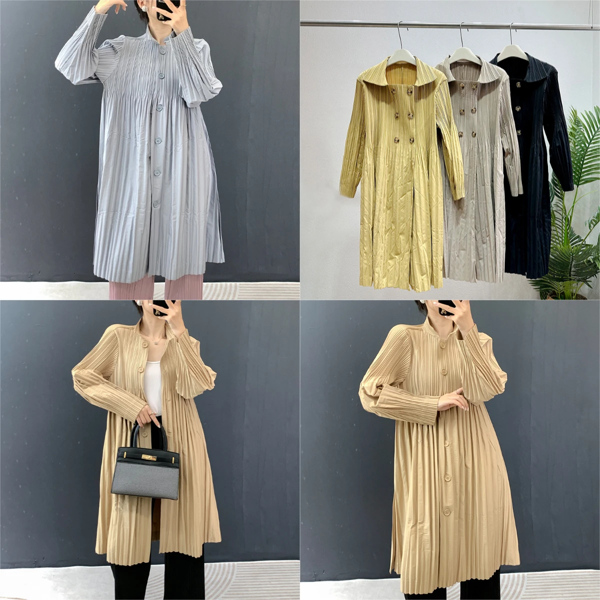 Miyake Fold 2025 Autumn/Winter New Windbreaker Coat Women's Fold Western Style Fashionable Loose and Slim Open Dress Pleated