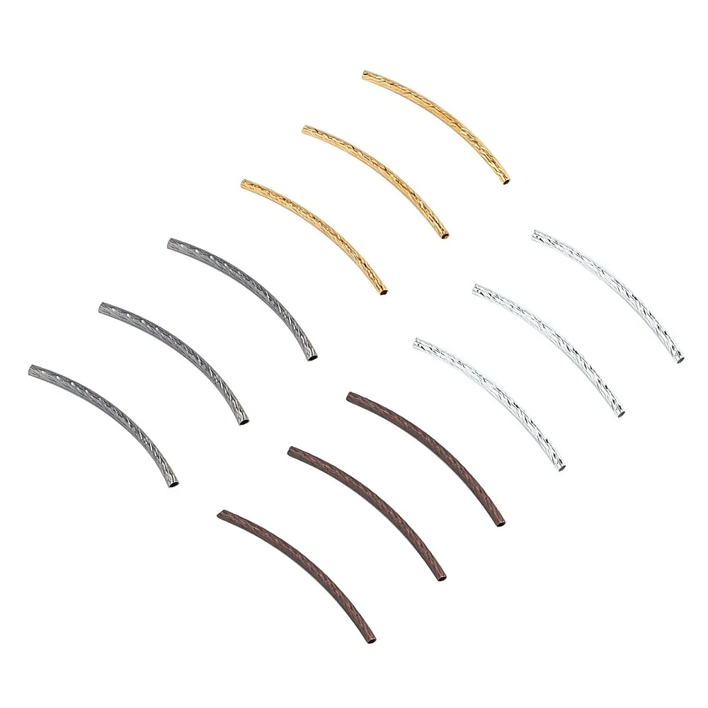240pcs 4 Colors Curved Noodle Tube Beads 35mm Sleek Twist Curved Long Tube Spacer Beads for DIY Wrist Bracelet Anklet Necklace