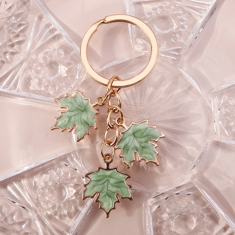 New Fashion Maple Leaf Keychain Enamel Plant Key Rings for Women Men Handbag Pendants DIY Jewelry Crafts Accessories