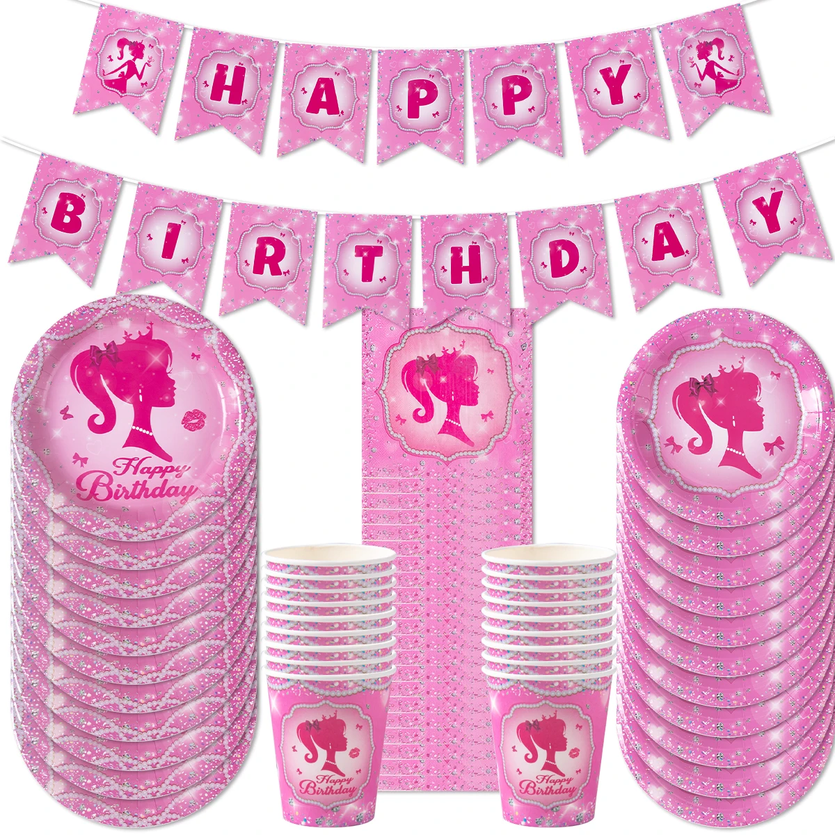 Prinzessin Geburtstag Party Geschirr Rosa Pappteller Tasse Serviette Prinzessin Kinder Mädchen Geburtstag Party Dekor Baby Dusche Liefert