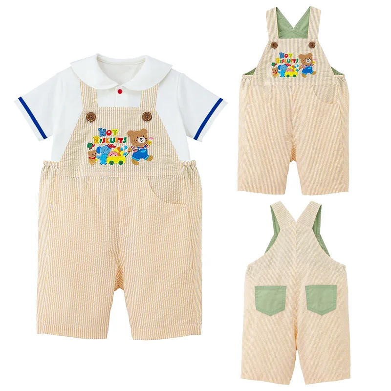 

New Summer Children's Bib Pants Japanese Cartoon Cute Pockmarked Bear Baby Shorts