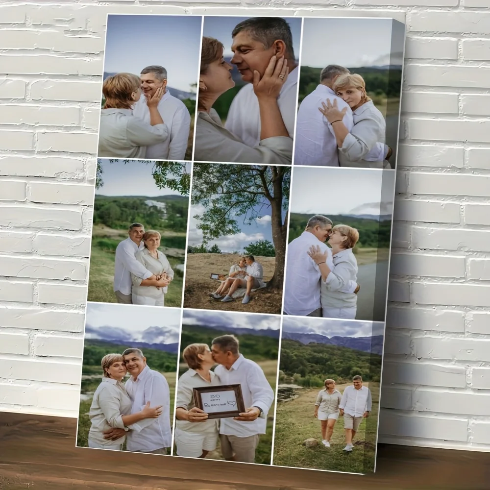 Personalized 9 Photo Collage Custom Canvas Painting, Multi‑Grid Picture Poster, Customized Memory Wall Art, Unframed