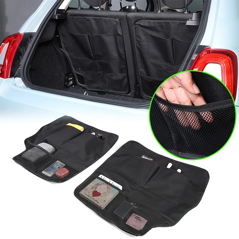 

For Fiat 500 2016-2025 Oxford cloth black car rear seat back tool hanging bag storage bag car interior accessories 2Pcs