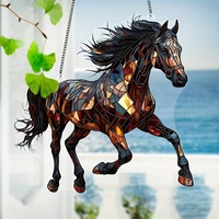 1Pc Running Wild Horses Hanging Decoration Hanging Pendant Wind Chime Suncatcher Home Window Ornament Garden Decor