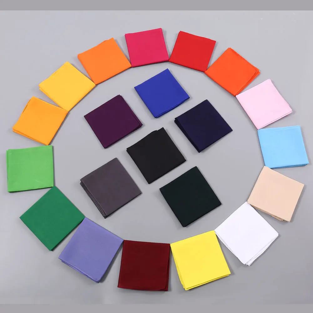 12Pcs Solid Color Square Scarf Multi-functional Decorative Plain Headscarf Hip-hop Style Decorative Belt Ponytail Headband 53cm
