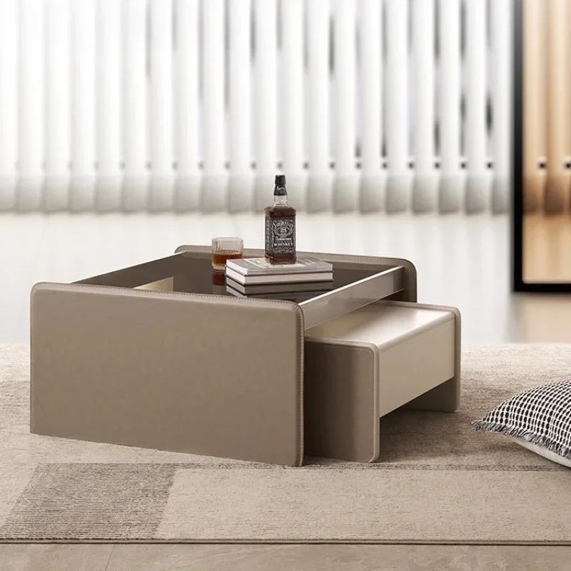 

Minimalist Living Room Furniture Modern Italian Cream Style Removable Brown Coffee Tables Aesthetic Couchtisch Salon Furniture