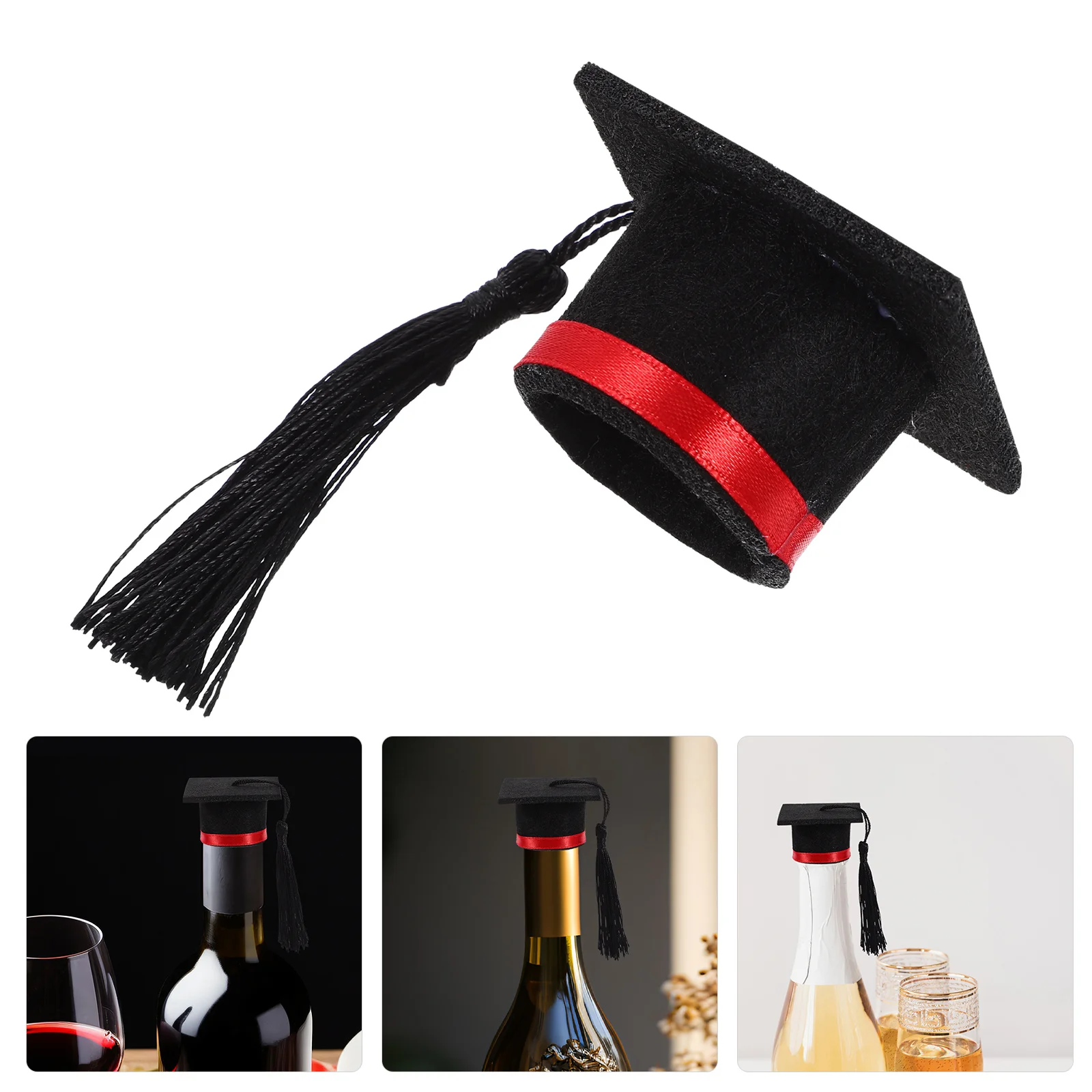 4 قطعة زجاجة التخرج القبعات العالية القبعات الصغيرة النبيذ يغطي أنيقة الاحتفال ديكور قبعة التخرج الصغيرة مضحك النبيذ سدادة