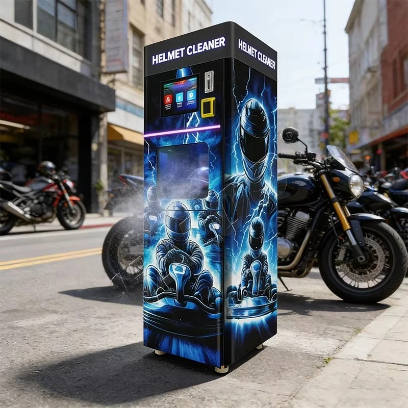 FOODLINE Customized Helmet Cleaning Vending Machine Touch Screen Wi-Fi/4G LTE Coin QR Code Credit Card Payment Options