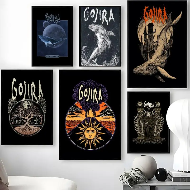 Singer G-Gojira Poster Waterproof Self-Stick Wall Art Stickers, Removable Wall Decor for Living Room and Bedroom