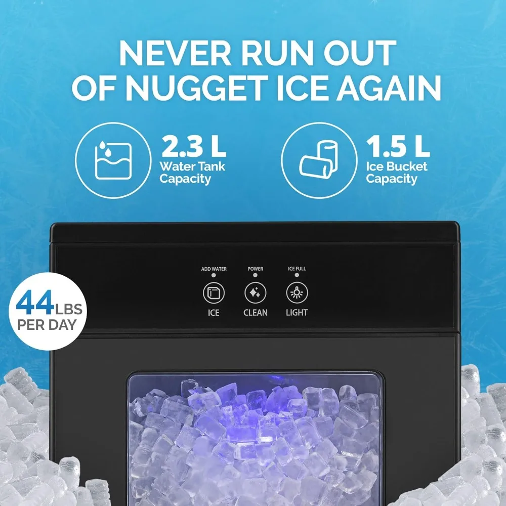 HAOYUNMA Auto-Limpeza e Recarregáveis Tanque De Água Ice Maker, Máquina De Gelo Sonic Bancada, 44lbs/Dia