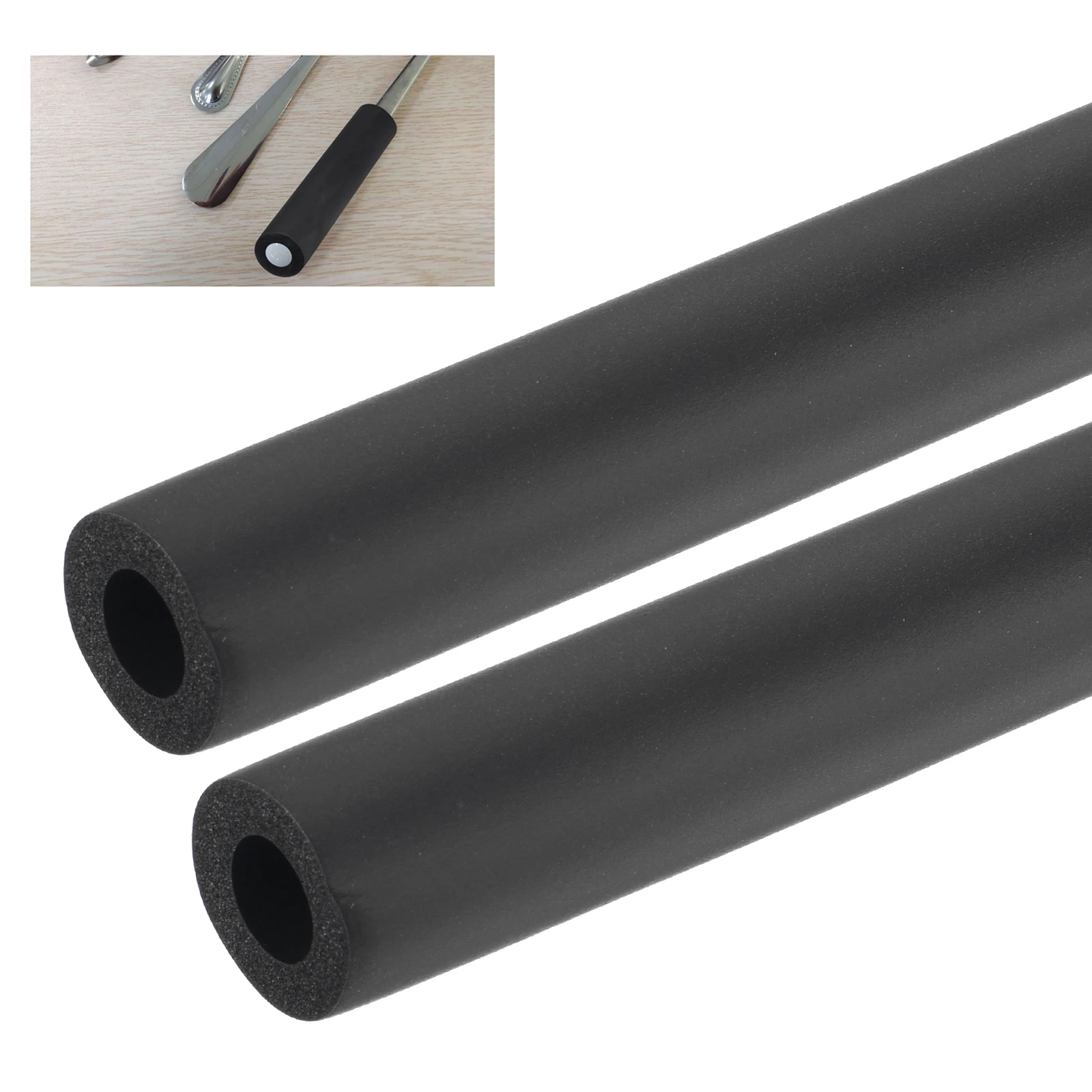 2Pcs 0.3Meter/1ft Fitness Equipment Handle Bars Thermal Insulation Pipe Sponge Foam Rubber Tube Black Sponge Protective Sleeve