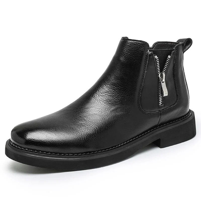 Narrow Width Men Chelsea Boots Genuine Leather Fashion With Zippers For Thin Foot Elegant Ankle Shoes Gentlemen British Style