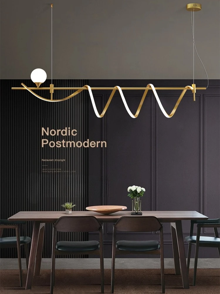 

Скандинавский длинный бар, подвесной светильник для ресторана, роскошный минималистичный настольный светильник для столовой, креативный минималистичный островной арт-светильник