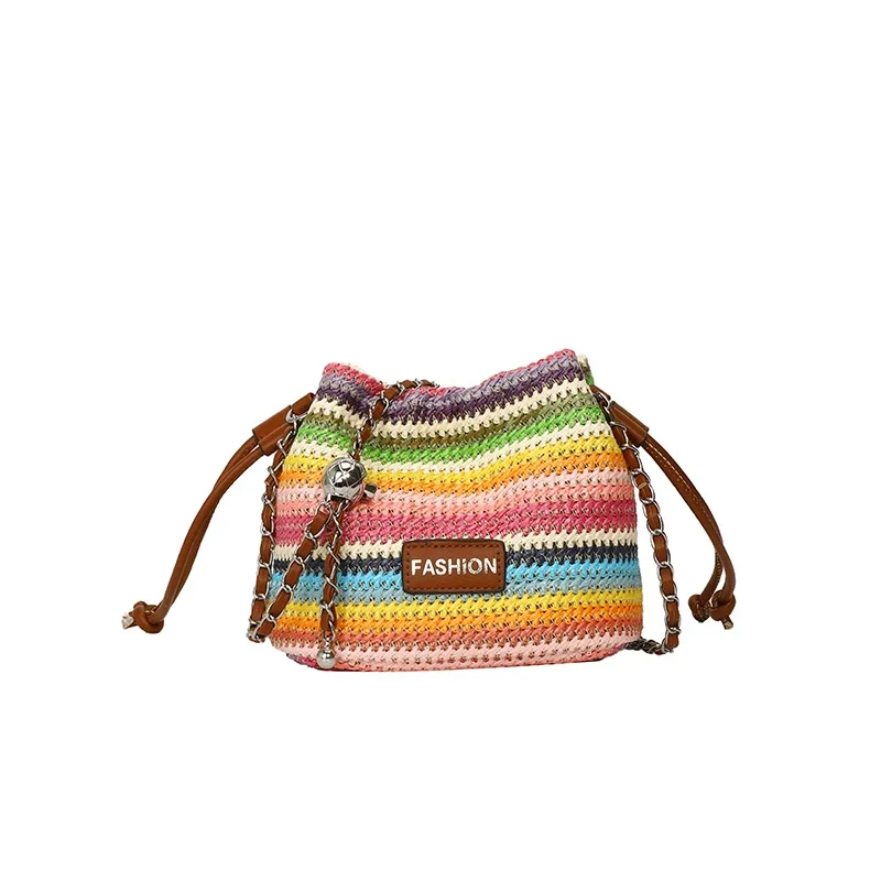 Versatile Style Grass Weaving Fashion Crossbody Bag 2024 New Summer Bucket Bag Trend Handbag High Quality Women\'s Shoulder Bags