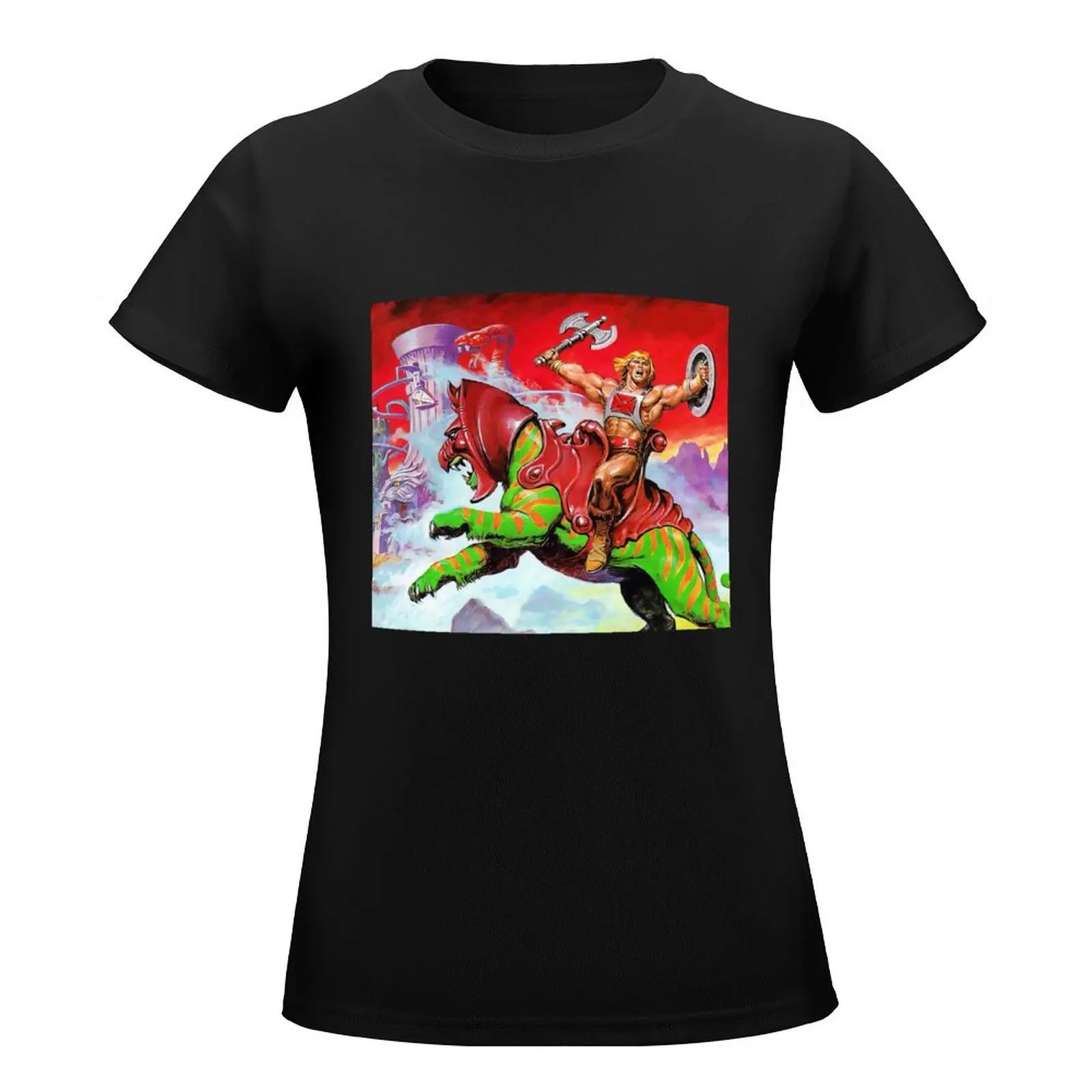 He-Man on Cringer Into Battle T-Shirt oversized vintage clothes t shirt Women