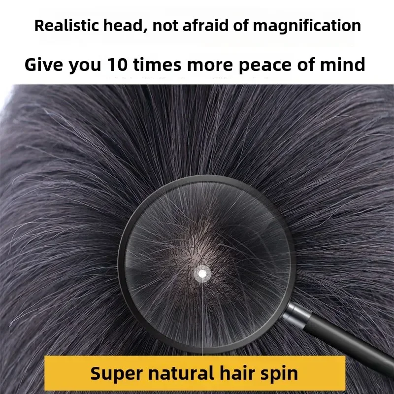 Natural Hairline Durable Full Lace Cutout Black Human Hair Men's Wigs Undetectable Men's Wig Capillary Prostheses Undefine