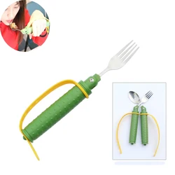 Stainless Steel Knife Fork And Spoon Anti-drop Straps  With Adjustable Angle For The Elderly And Disabled Assistive Cutlery Set