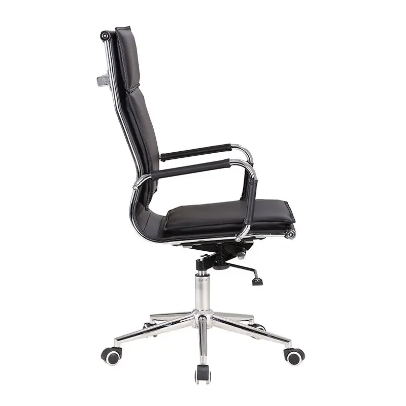 2026 Modern Executive Desk Chair Luxury Metal & PU Leather Black Chromed OEM Office Furniture
