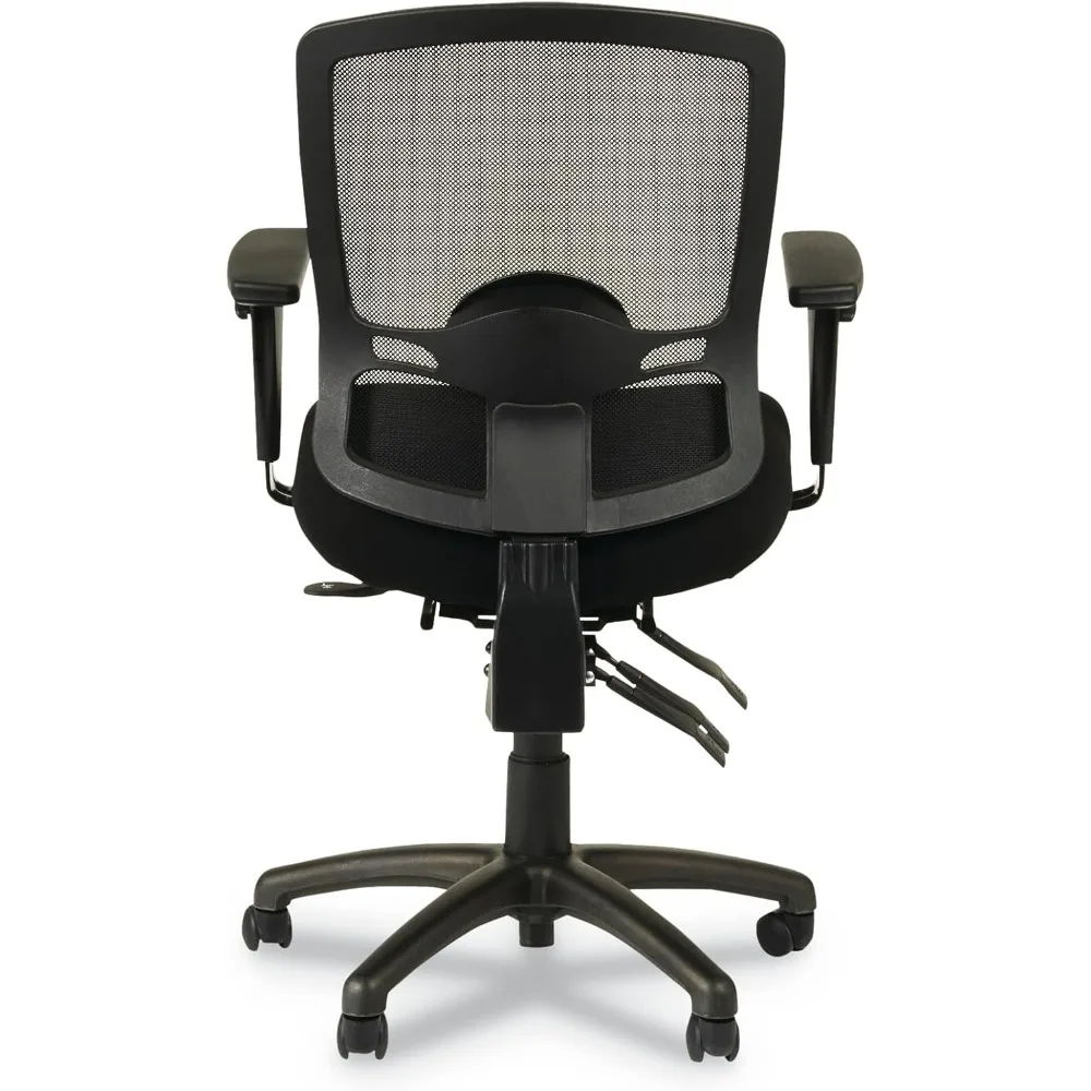etros series petite mid-back multifunction mesh chair, black