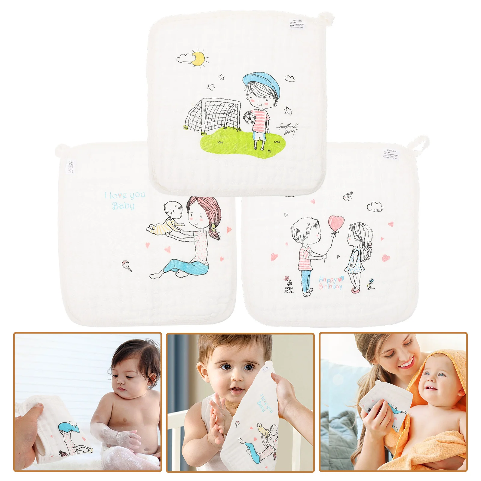 

3 шт., детское полотенце для слюны, хлопковые мягкие удобные полотенца для слюней, детский душ, мочалки для рук, полотенце для мытья лица