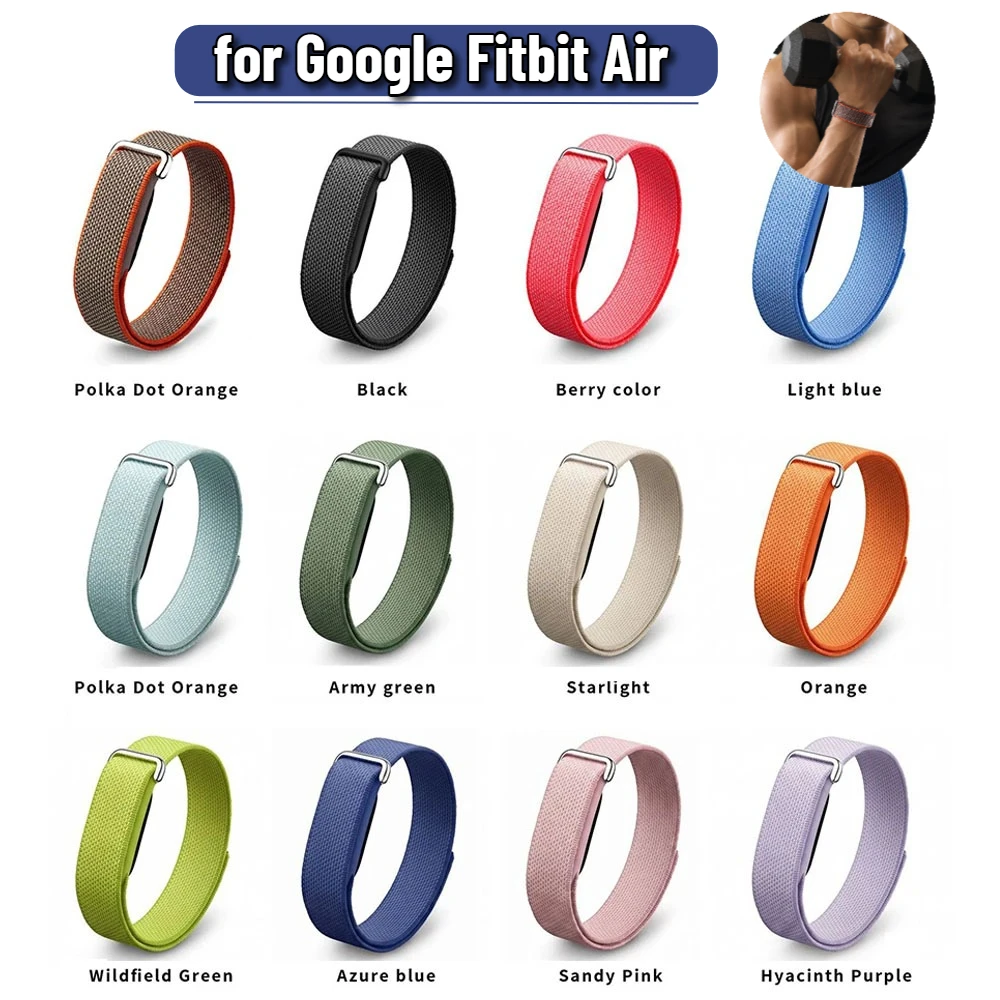 Geflochtenes Nylon-Sportarmband für Google Fitbit Air Armband Schnelltrocknendes Atmungsaktives Armband Zubehör für Männer Frauen Sport