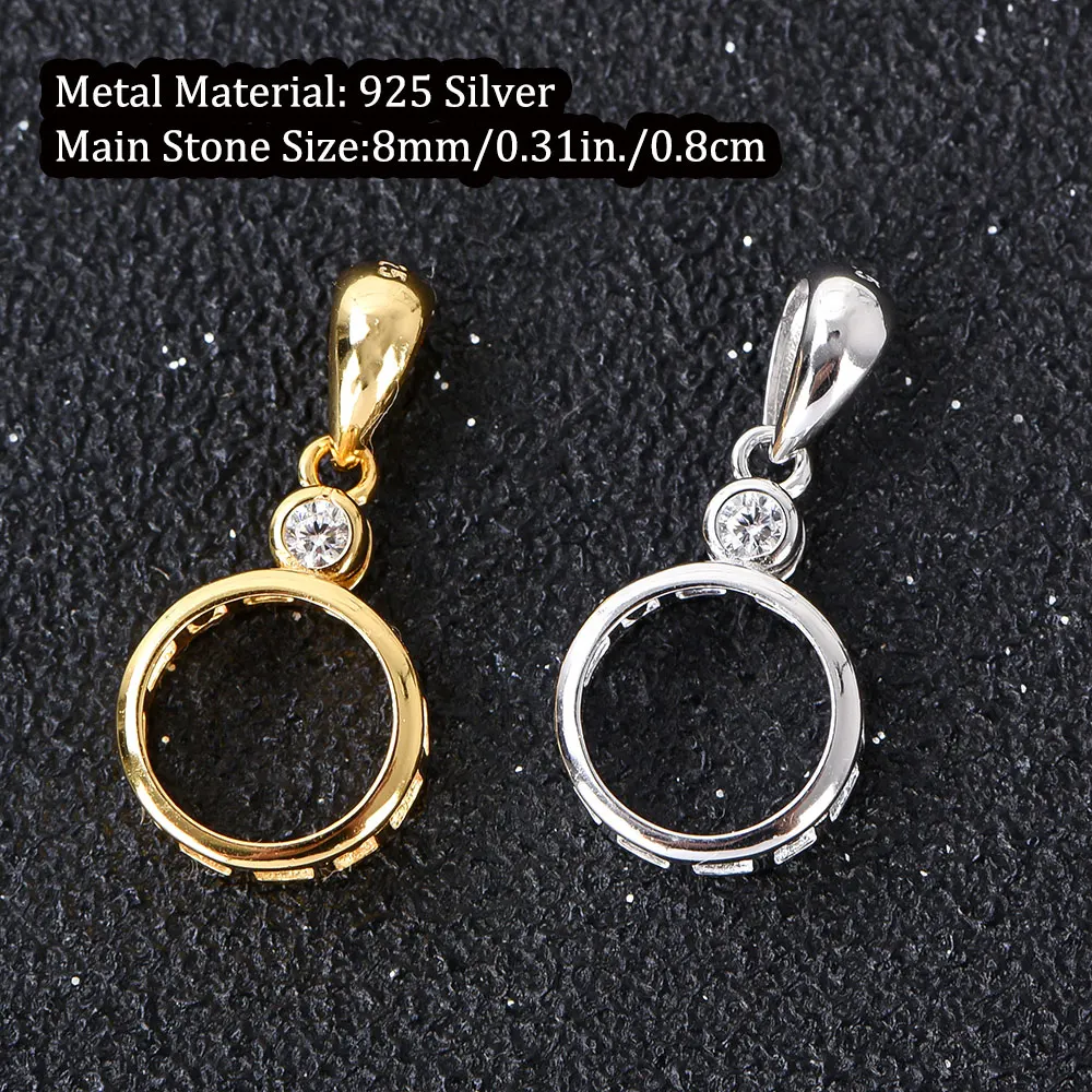 5mm-12mm Bezel Setting Pendant Base, S925 Sterling Silver Elegant DIY Jewelry Making Charm Mounting