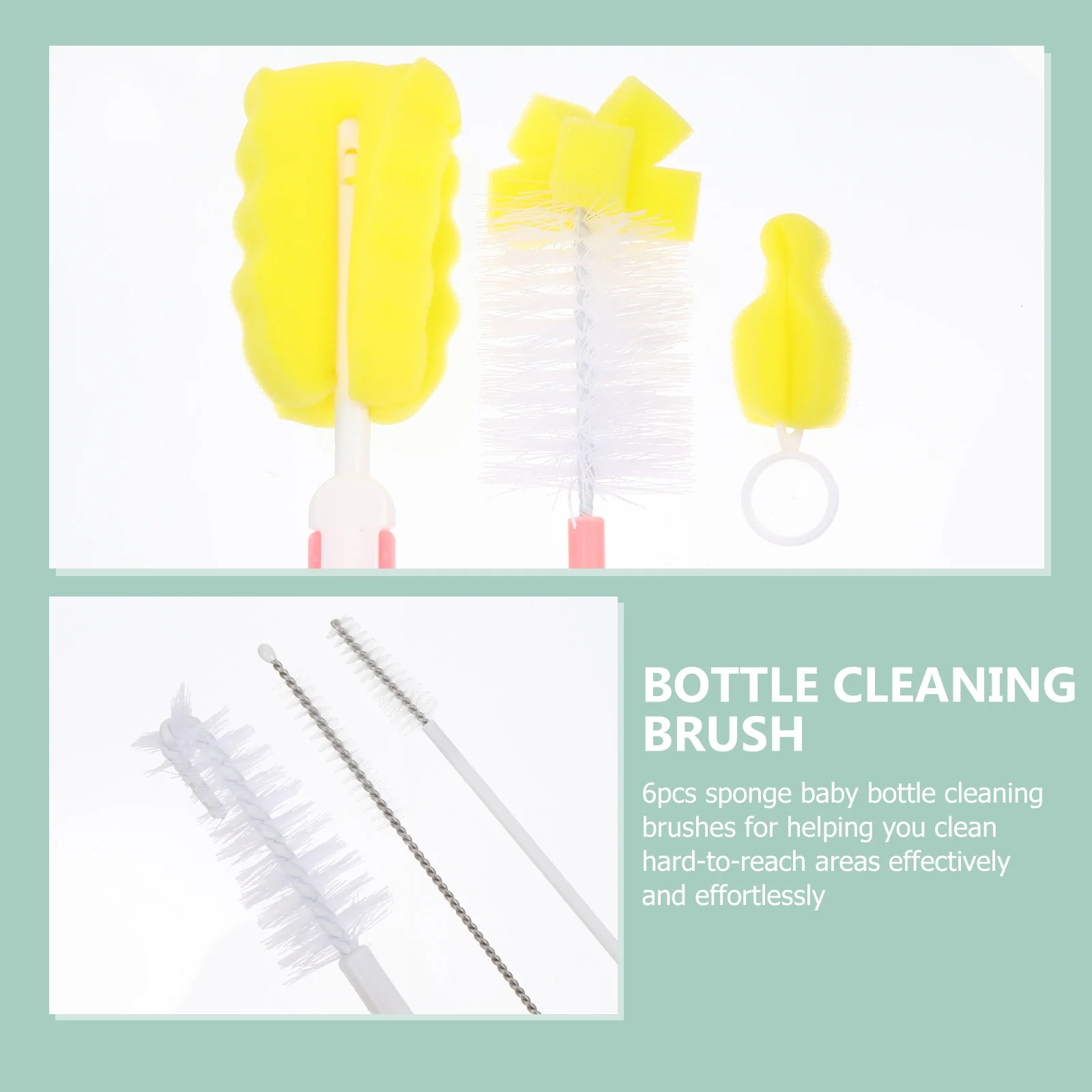 

1 set Sponge Baby Bottle Cleaning Brushes Ergonomic Handle Soft Non-Scratch Wash Tool For Nipples Feeder Accessories Bottle