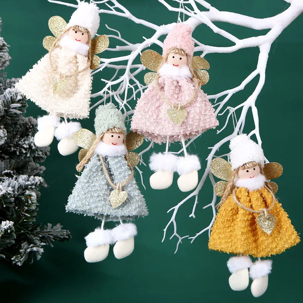 

4Pcs Christmas Fabric Angel Pendants Soft Xmas Tree Hanging Ornament Holiday Party Decoration Xmas Ornaments Christmas Hanging