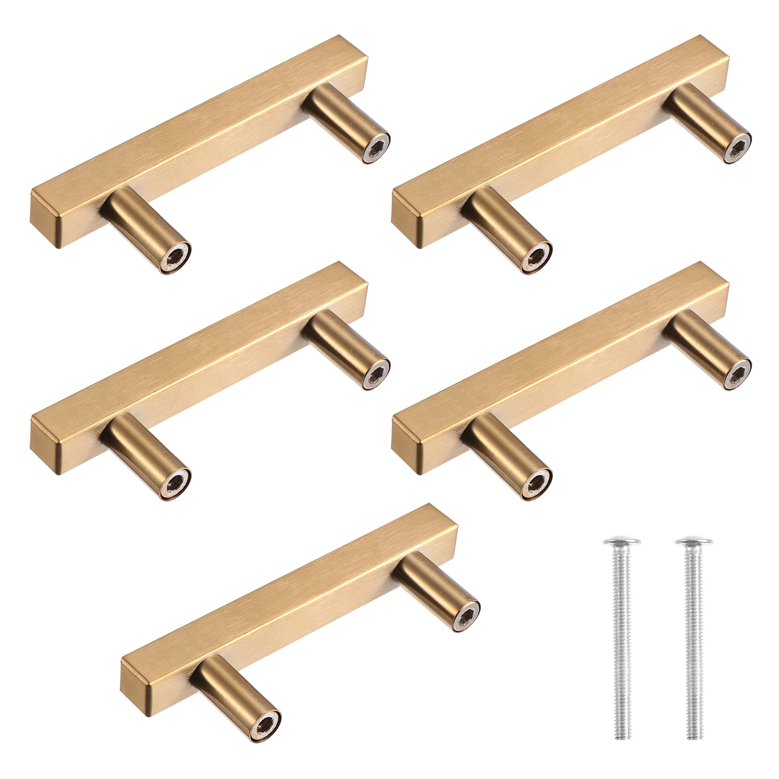 

5 Pcs Golden T shaped H les Smooth Finish Rust proof Furniture Hardware Drawer Pulls Cabinet Knobs Suitable Kitchen Home