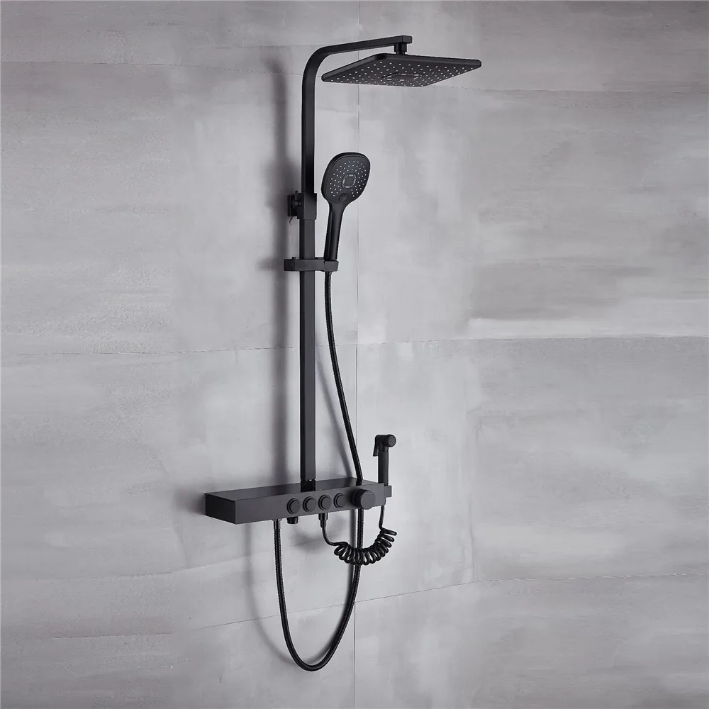 

Комплект смесителей для душа Tuqiu Black, хромированный, из нержавеющей стали SUS304, с функцией тропического душа, для ванной комнаты