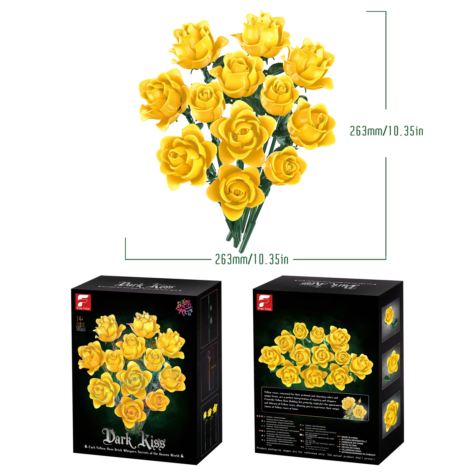 12PCS สีฟ้า/สีเหลือง/สีชมพู/สีดํา Rose Building Blocks ช่อดอกไม้จําลองดอกกุหลาบดอกไม้ Gothic Home Decor ที่ไม่ซ้ํากันของขวัญของเล่นเด็ก