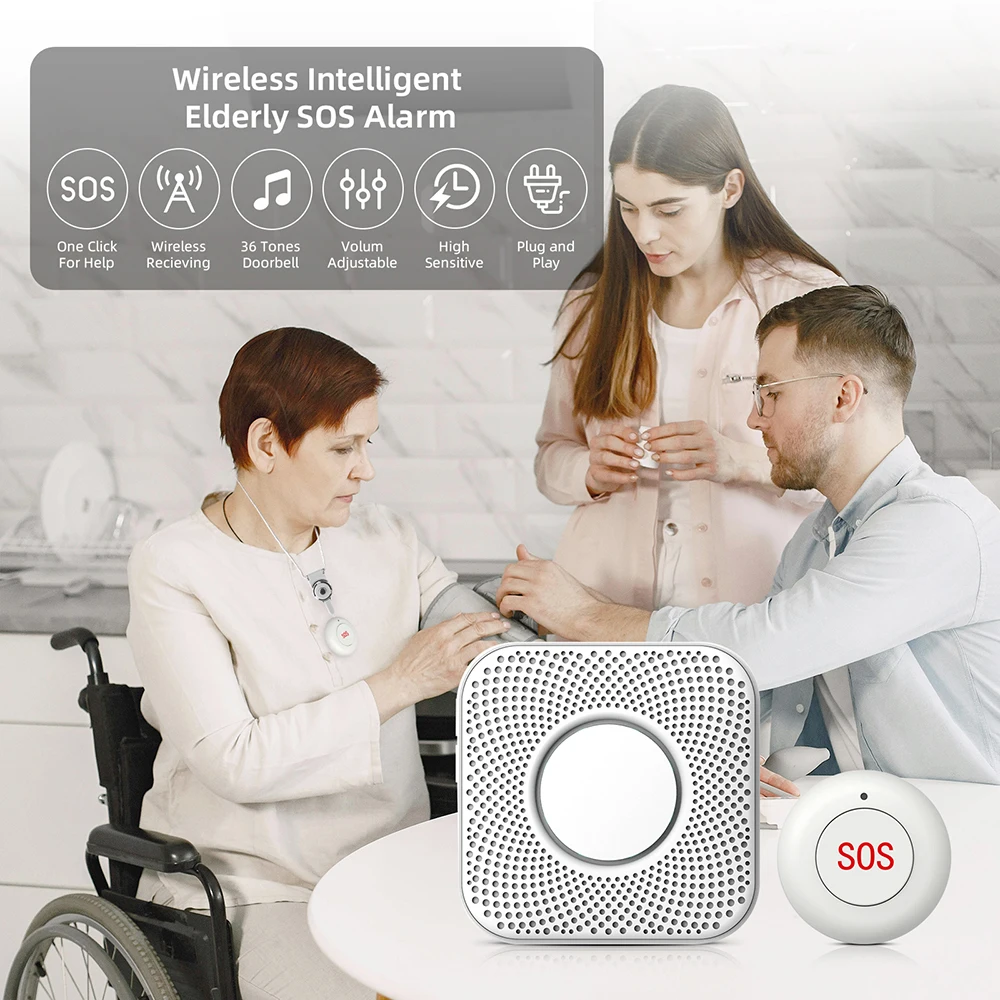 Emergency Button Wireless Remote Call SOS Button 433MHz Caregiver Pager Home Secure Alarm System For Patient Elderly