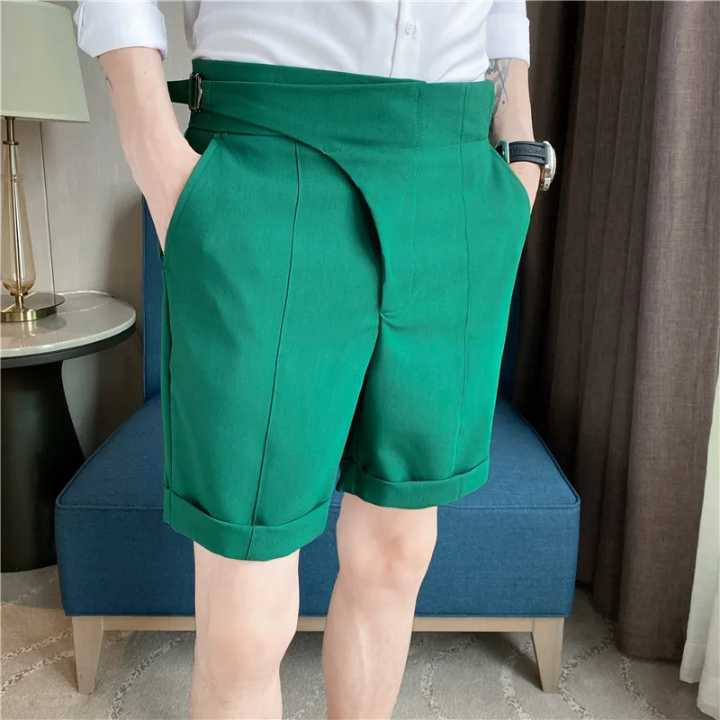 Short drapé taille haute pour hommes, pantalon court de bureau, coupe couvertes, vêtements formels, mode décontractée, été, haute qualité, 2022