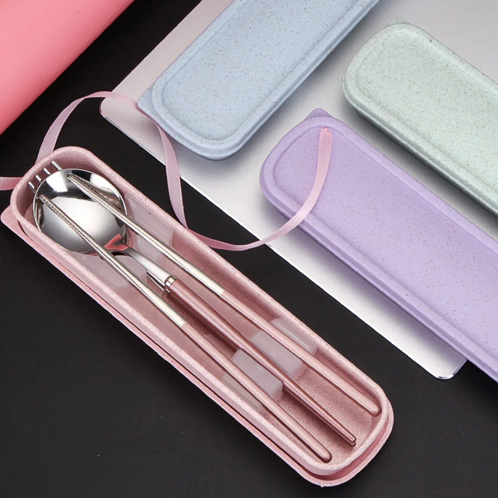 

3 pcs 304 Stainless Steel Cutlery Set Portable Camping Flatware Kit For Travel Outdoor Dining Includes Chopsticks Spoon Fork