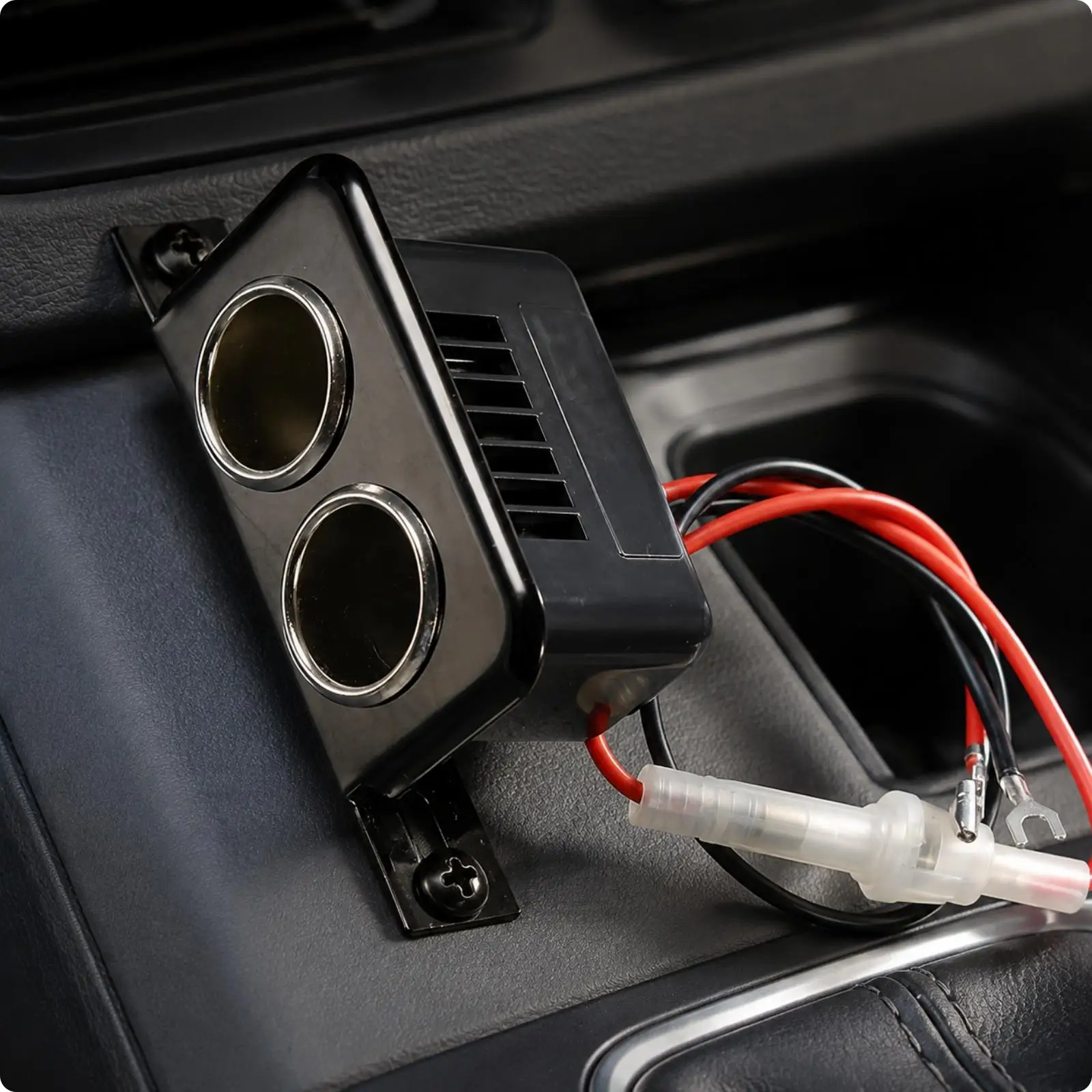 Dual Car Socket Power Adapter 12V Cigarette Lighter Splitter with Dust Resistant Cap for Work Vehicle