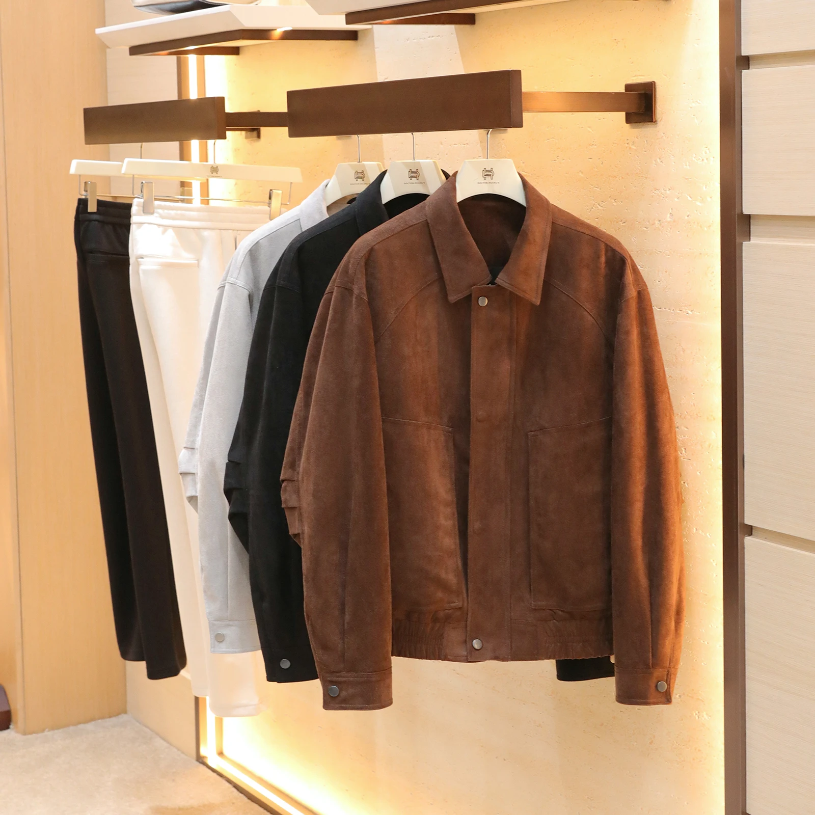 

Men's mat Sle Suede Pilot Jaet Cotton Outerwear Autumn Winter New Arrival Casual Faion Warmth Polyester Fiber