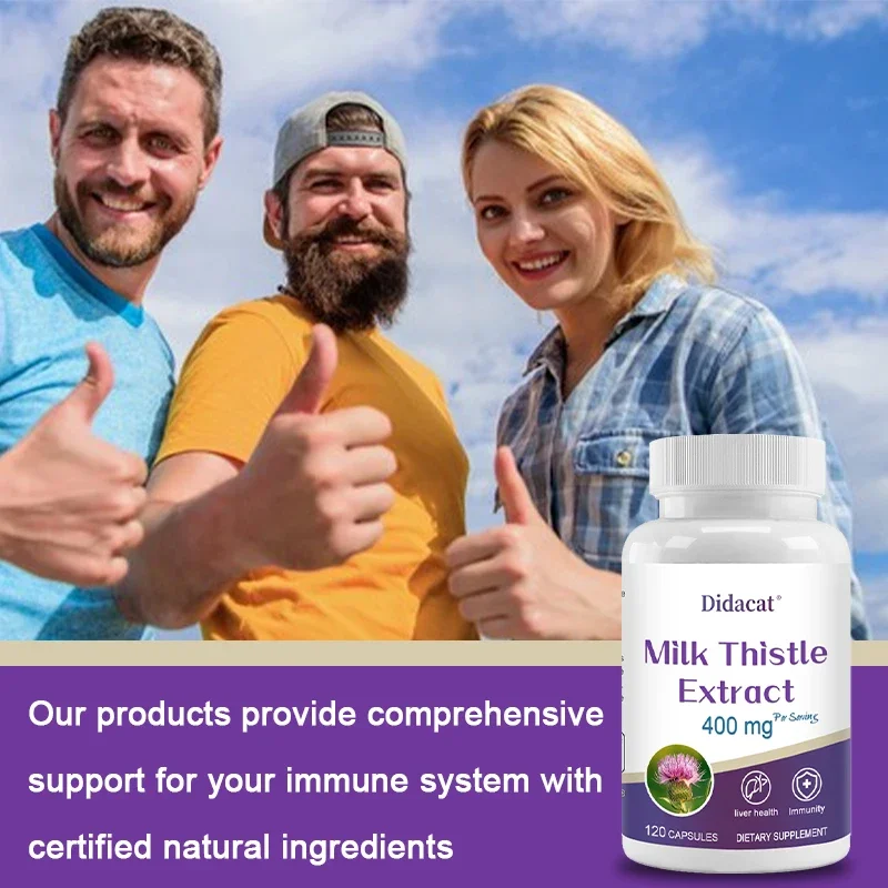 Milk Thistle Extract Capsules - Liver Detoxification and Cleansing Repair, Healthy Liver Function, Immune Support