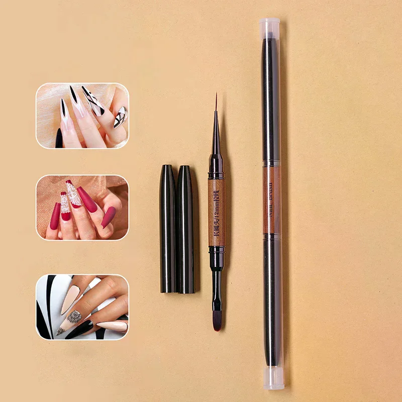 المزدوج نهاية مسمار الغراء العلاج بالضوء القلم الأشعة فوق البنفسجية فرشاة جل أظافر تركيب من الأكريليك اللوحة القلم بطانة فرشاة تمديد هلام مانيكير فرش أداة